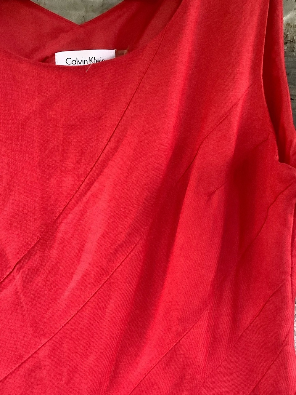 Calvin Klein Coral-Red Sleeveless Midi Dress - Picture 4 of 7